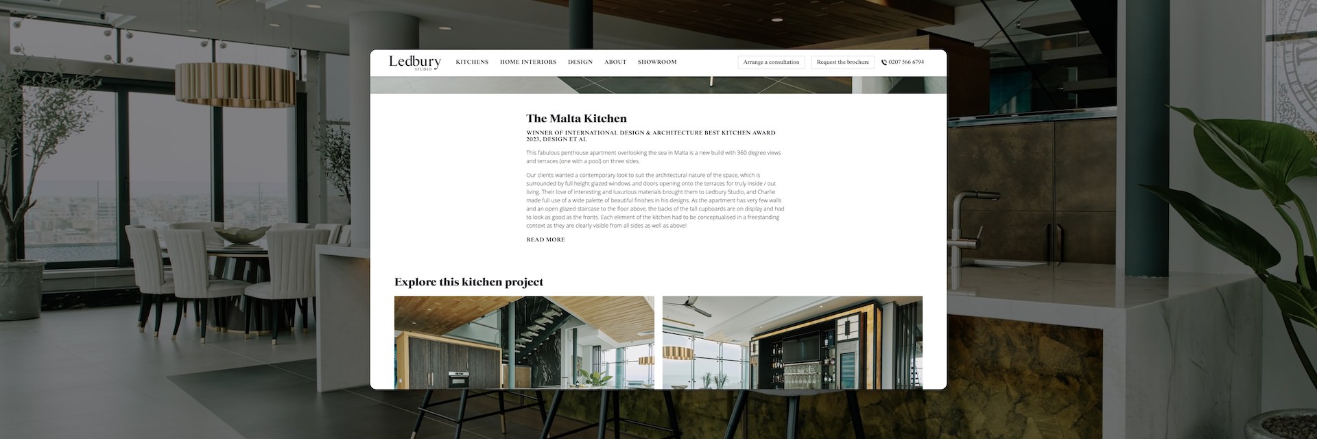 Render of the Malta Kitchen on Ledbury Studio's website